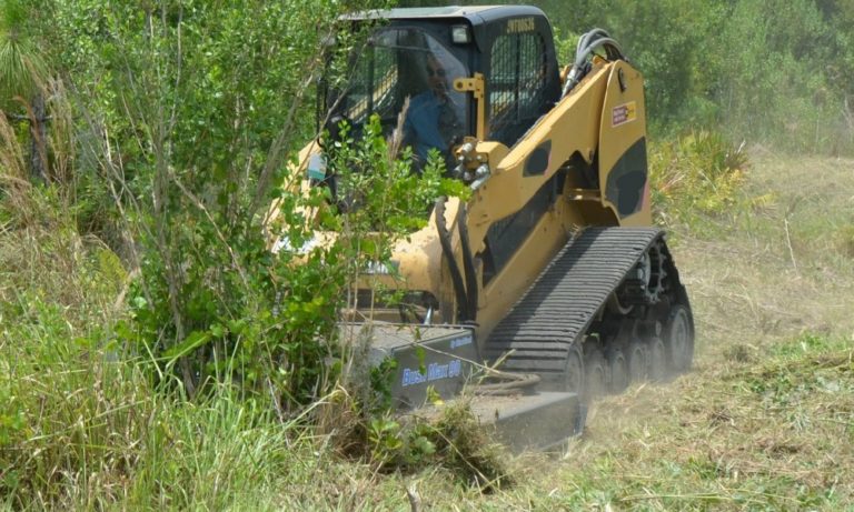 Heavy Duty Skid-Steer Mower Attachment And Brush Cutter In Action